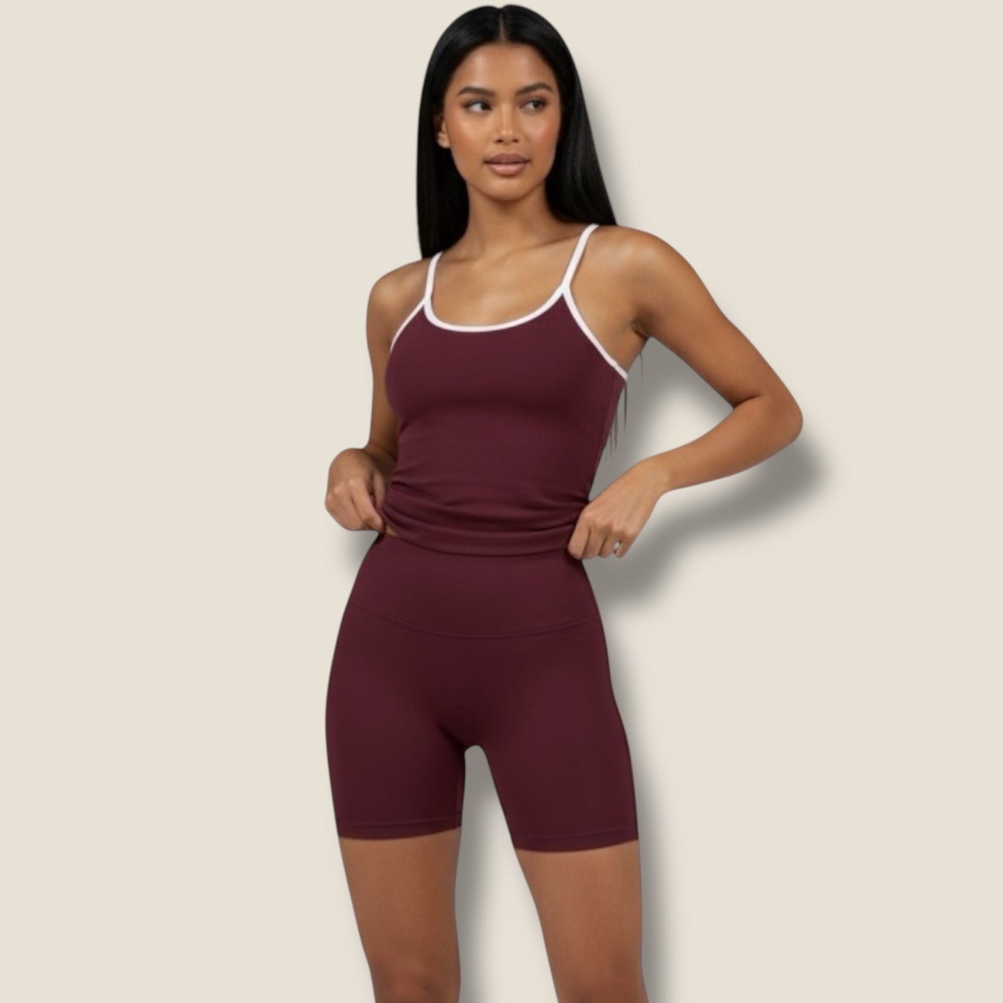 langes Trainingstop mit kurzer Hose Set - AuriFit 