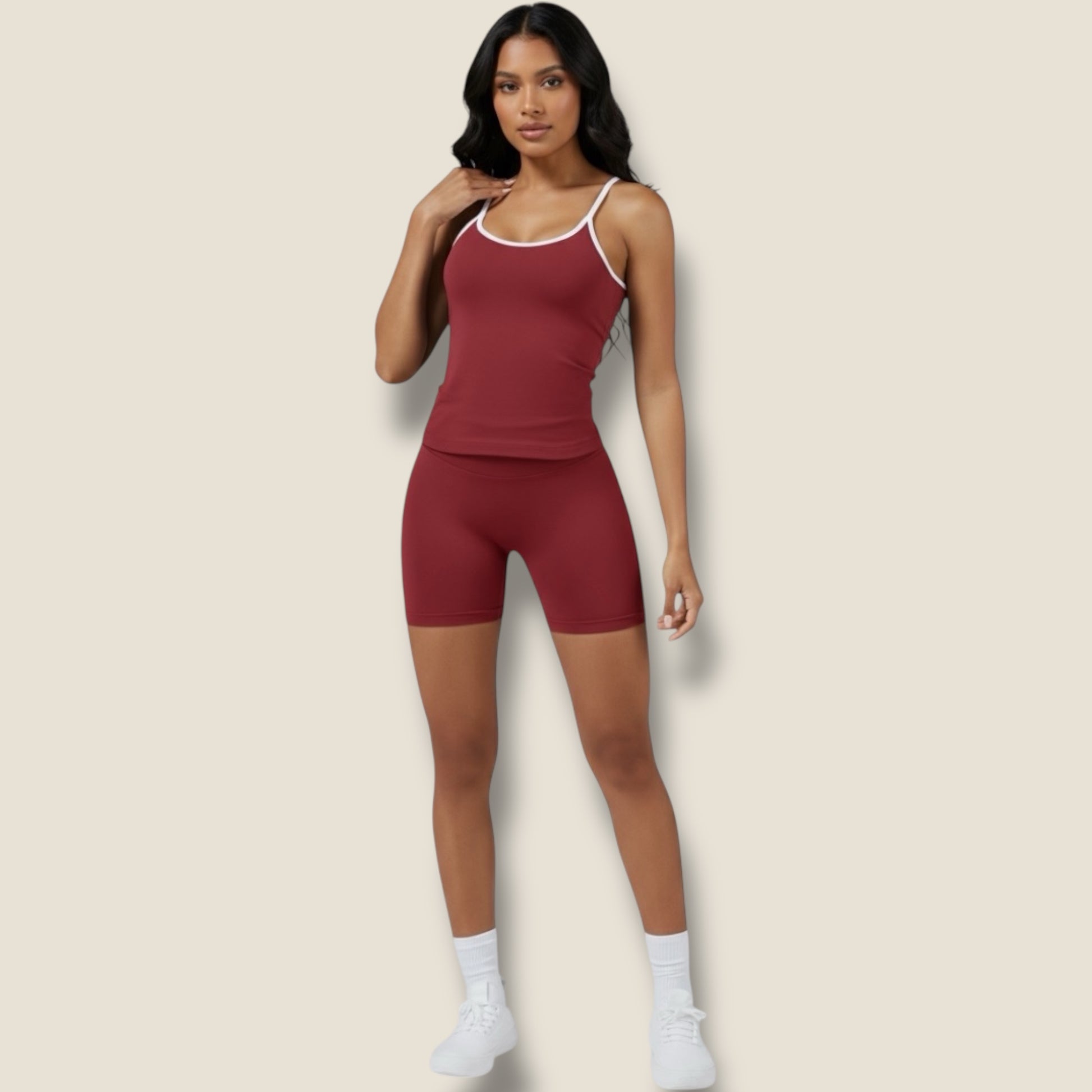 langes Trainingstop mit kurzer Hose Set - AuriFit 